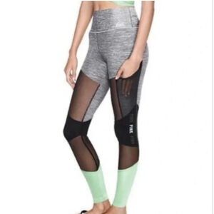 Victoria's Secret Pink High Waist Bonded Mesh Legging Grey Marl Size L